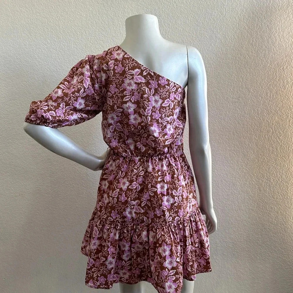 Jason Wu One Shoulder A-Line Floral Mini Dress - Picture 6 of 7